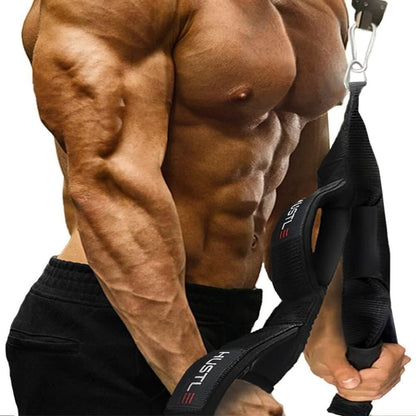 Hustle Athletics Tricep Rope Cable Attachments for Gym Use - Perfect Gym Equipment for Home/Gym Accessories - Multi Workout Rope Cable Machine Attachment -Best Gym Rope Grip with 4 Anti-Slip Handles