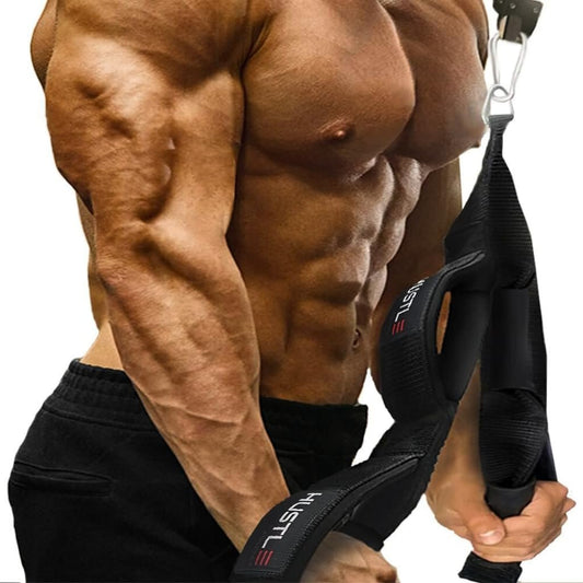 Hustle Athletics Tricep Rope Cable Attachments for Gym Use - Perfect Gym Equipment for Home/Gym Accessories - Multi Workout Rope Cable Machine Attachment -Best Gym Rope Grip with 4 Anti-Slip Handles