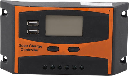 Solar Charge Controller LCD Display 12V 24V 20A Adjustable Dual USB Output with Overload Protection for Home Industry and Commerce Use ABS Material