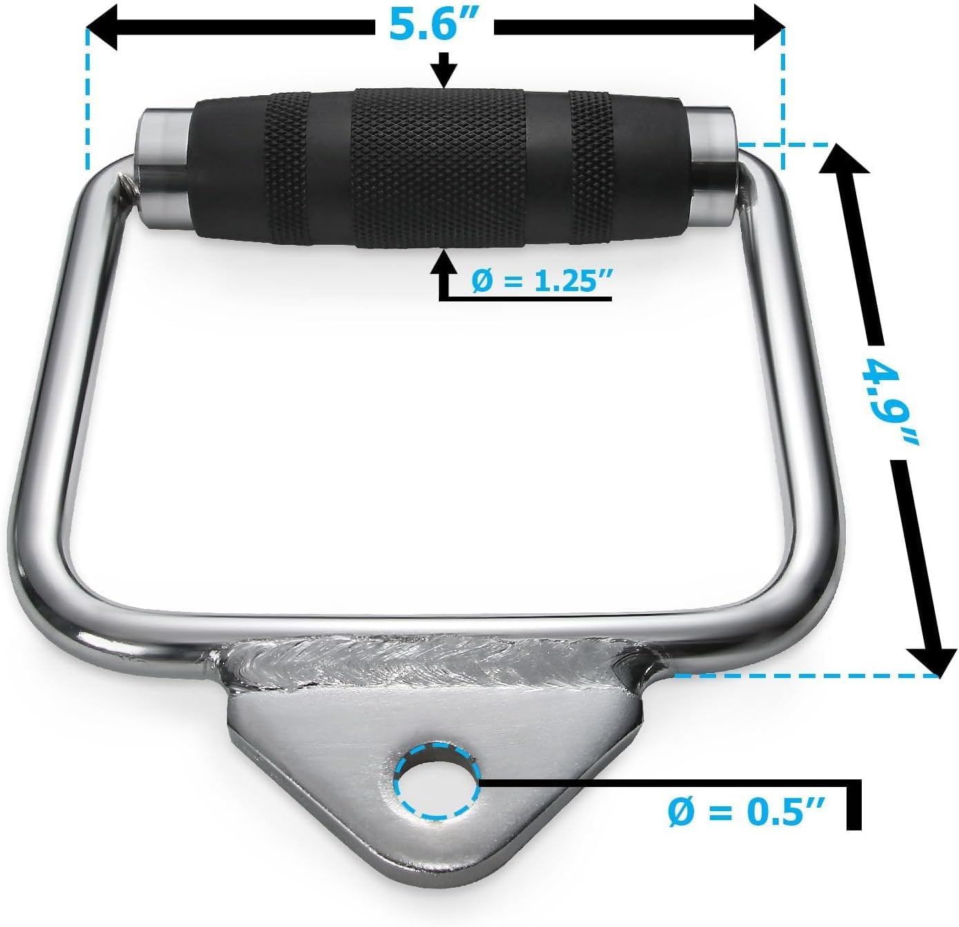 Emapoy 2 Pack Single D Handle with Rubber Handgrips and 2 Free Snap Hooks, High Strength Extension Stirrup Handle, Gym Exercise Cable Machine Attachment
