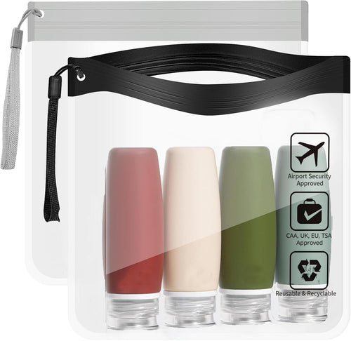 TSA Approved Clear Travel Toiletry Bag 2 Pack-H HOME-MART Airport Security Liquid Bag 20 x 20cm,Travel Accessories Makeup Essentials Luggage Clear TSA Approved Travel Toiletry Bag for Men Women