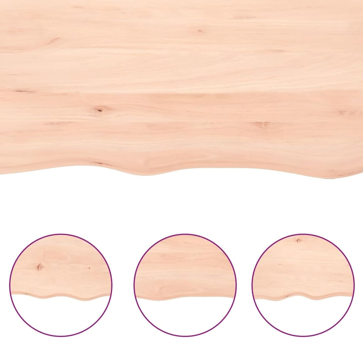 100 x 60 cm Solid Oak Table Top, Raw Wood, Live Edge, Replacement for Kitchen Center Table, Dining, Desk, Countertop - Versatile Furniture per Home & Office