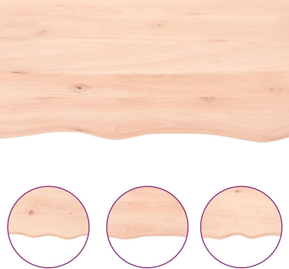 100 x 60 cm Solid Oak Table Top, Raw Wood, Live Edge, Replacement for Kitchen Center Table, Dining, Desk, Countertop - Versatile Furniture per Home & Office