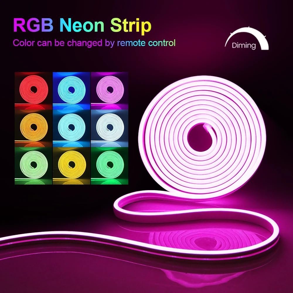 UanTii RGB Smart Neon Light Strip 10 Meters,Tuya WiFi Rope Lights IP67 Waterproof Music Sync Timing DIY Lighting Strips,App and Voice Control (10)