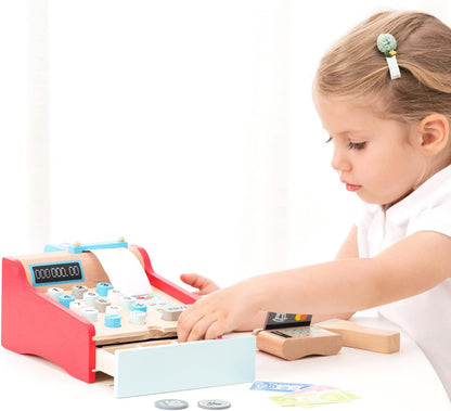 New Classic Toys Cash Register 10650 Red Cash Register Set