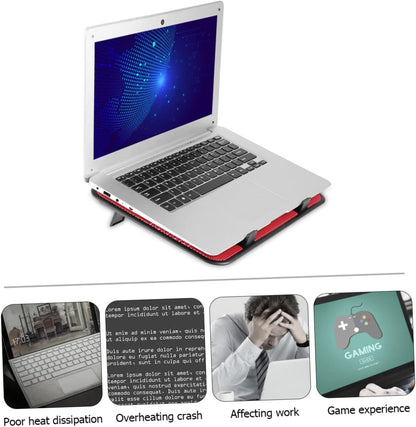 COHEALI 5V Laptop Cooling Pad with Dual Fans USB Notebook Cooler Stand Ergonomic Design for Optimal Heat Reduction Angles Portable Lightweight Red