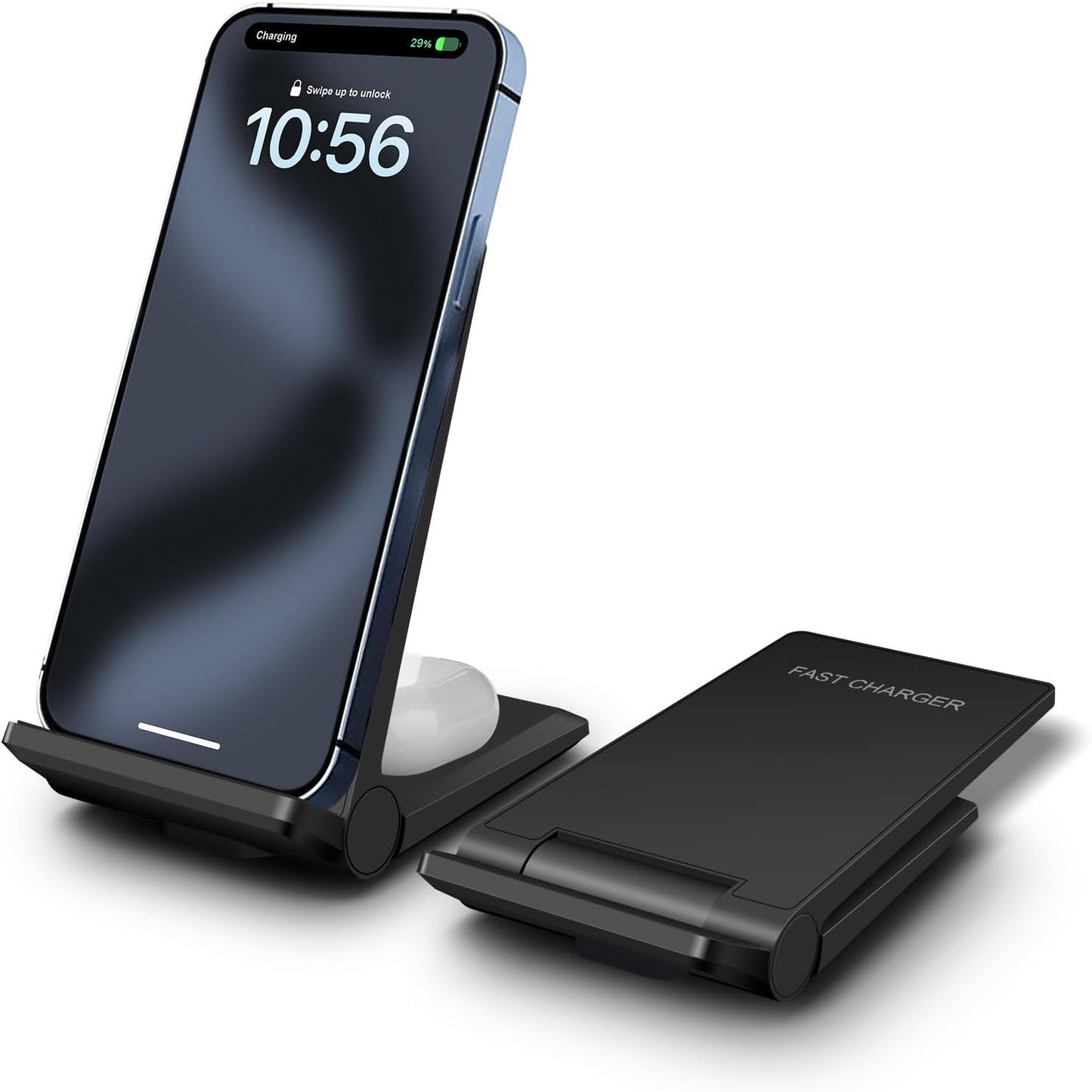20W Wireless Charger, 2 in 1 Wireless Charging Stand Dock Fast Charge for iPhone 16 15 14 13 12 11 Pro/Pro Max/XR/XS/8 Plus,AirPods,Samsung S24/S23/S22 Ultra/S21/S20/S10/S9,Note 20/10,Galaxy Buds