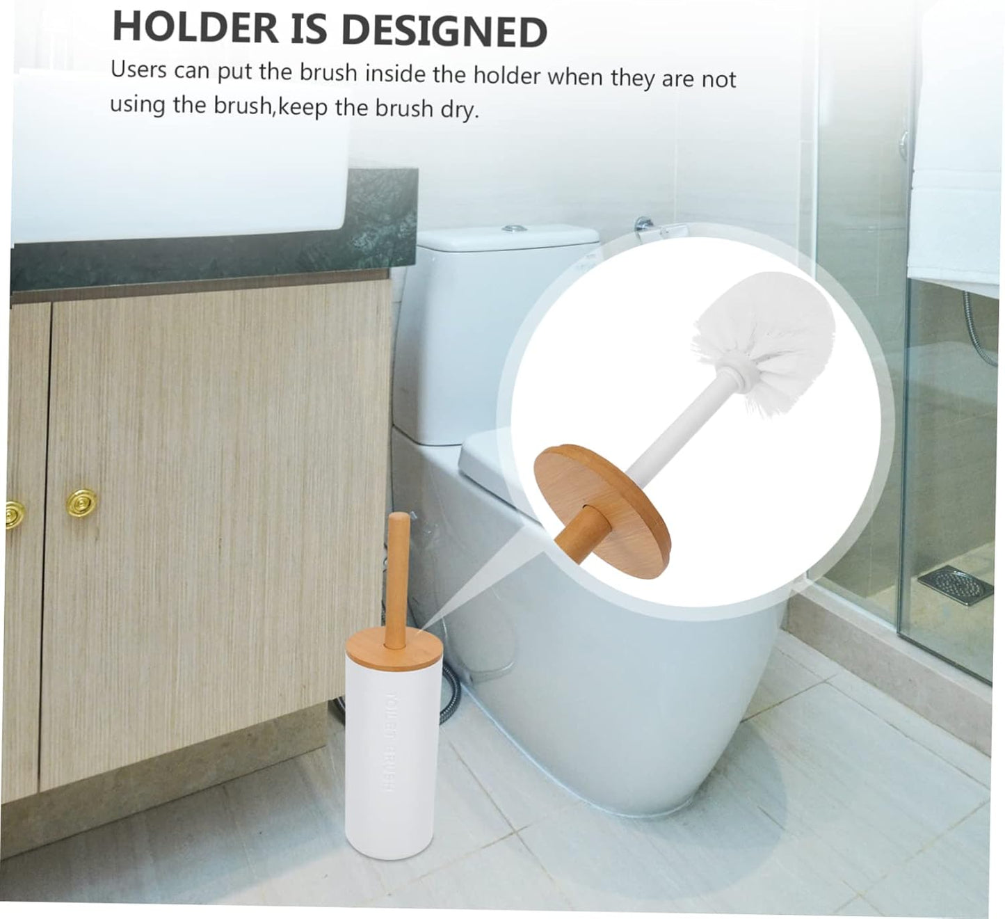 iplusmile 1Pc Long Handle Toilet Brush with Base Modern Bathroom Cleaner Slip Grip Design for Efficient Cleaning Supplies Essential for Odor Maintenance