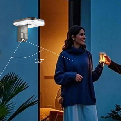 Solar Outdoor Wall Lights, Exterior Smart Sensing Lamps, High Brightness LED Light Fixture, 4.92 x 4.72 inches Compact and Energy-Saving for Patio, Yard, Pathway, Backyard, Garage