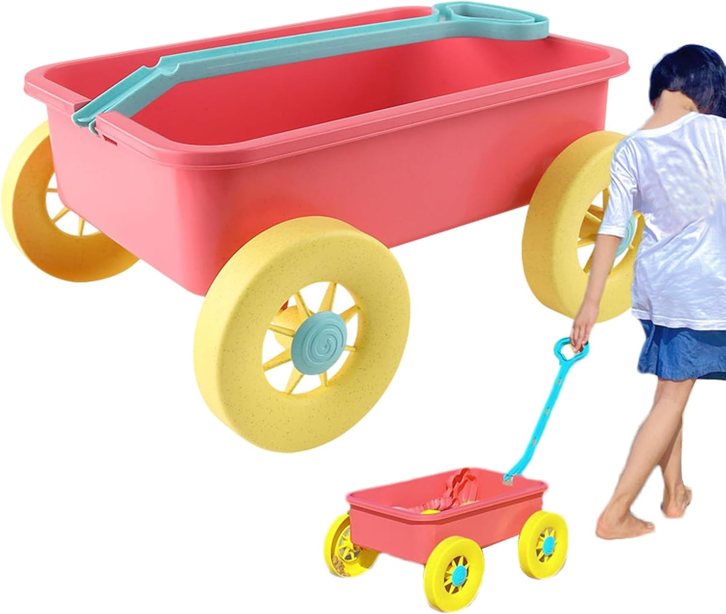 Kids Beach Trolley, Outdoor Sand Play Trolley Set, 13.78 x 12.01 x 7.09 inches Portable Fun Toy for Garden, Swimming Pool, Lake Adventures, and Backyard Activities for and Children
