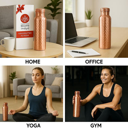 30 Oz Pure Copper Water Bottle for Drinking | Hammered Ayurvedic Vessel with Leak-Proof Lid, 100% Pure Copper Tumbler, Flask | Perfect for Hydration with Health Benefits, Unique Gifts