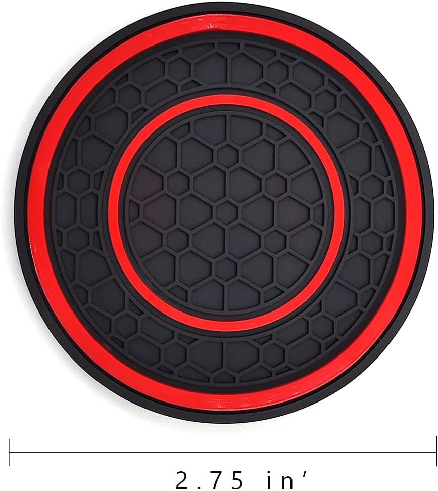 Auprite Car Cup Holder Coasters, 2 Pack Universal Auto Anti Slip Cup Holder Insert Coaster, Car Interior Accessories (Red)
