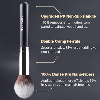 BEAKEY Makeup Brush Set Professional for Eye and Face, Foundation Blending, Eyeshadow, Concealer, Eye Shadow with 2 Blender Sponge, Paper Case, Gifts for Women