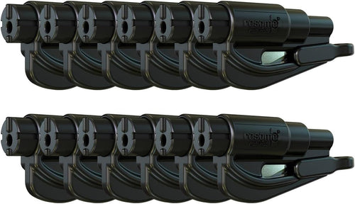 Resqme Family Pack of 12, The Original Emergency Keychain Car Escape Tool, 2-in-1 Seatbelt Cutter and Window Breaker, Made in USA, Black