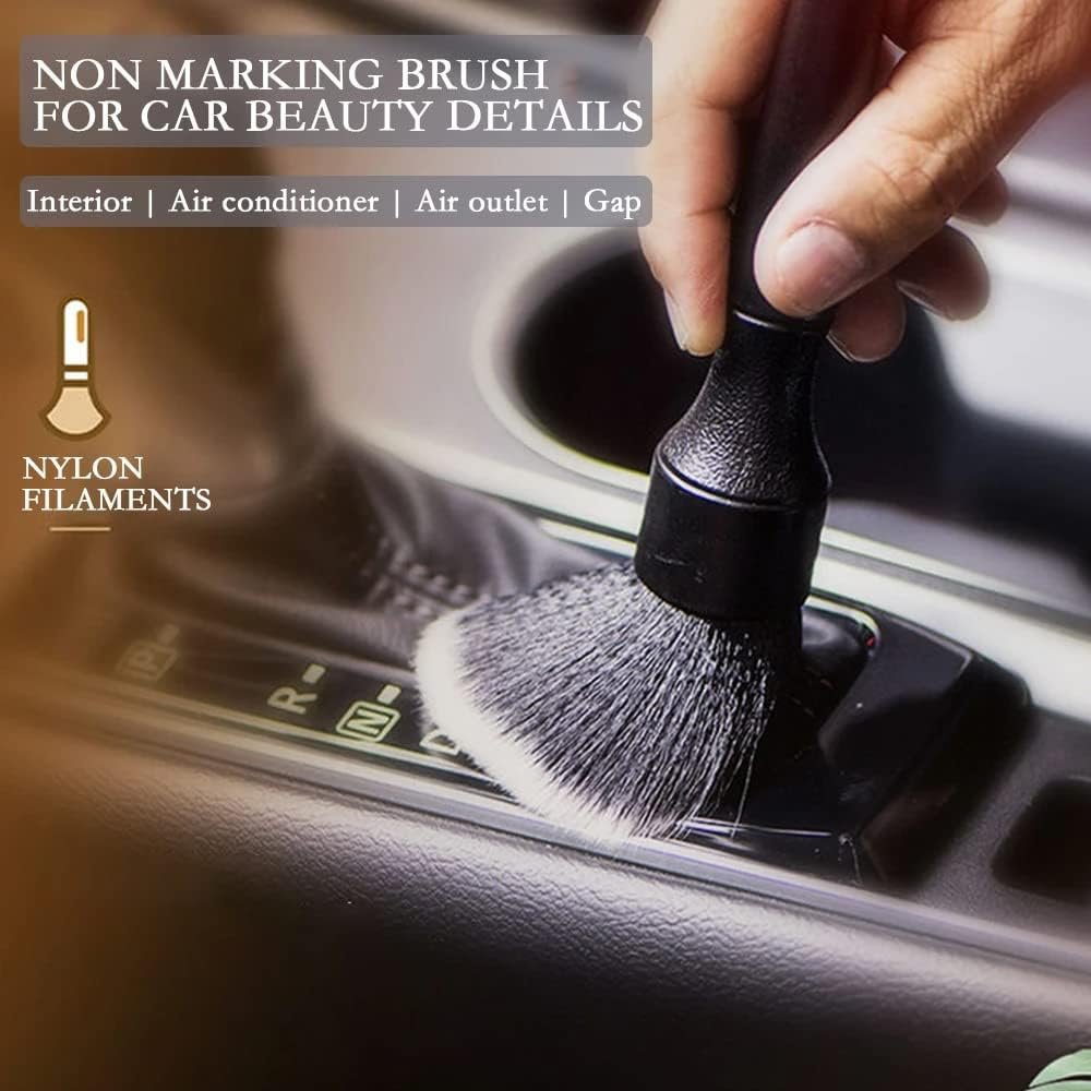 Auto Interior Dust Brush, Car Soft Bristles Detailing Brush, Scratch Free Dust Removal Cleaning Tool Kit, Long Hair Handle Brushes Duster for Auto Dashboard, Air Vents, Leather, Computer.