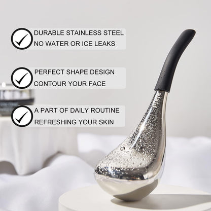 Ice Globes Facial Skin Care Tools for Women Face Eyes, Stainless Steel Face Beauty Cryo Sticks for Girls Ladies, Cooling Massage Spa Globes with Storage Case