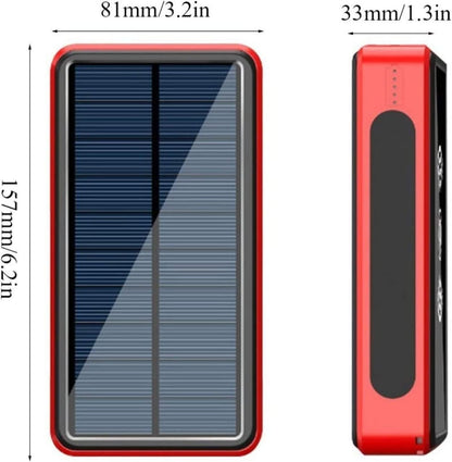 FTGOPMKN Portable Charger Solar Power Bank 50000mah/solar Powered Power Bank/Solar Rechargeable Power Bank/Mobile Cell Phone Portable Power50000mAh,Red