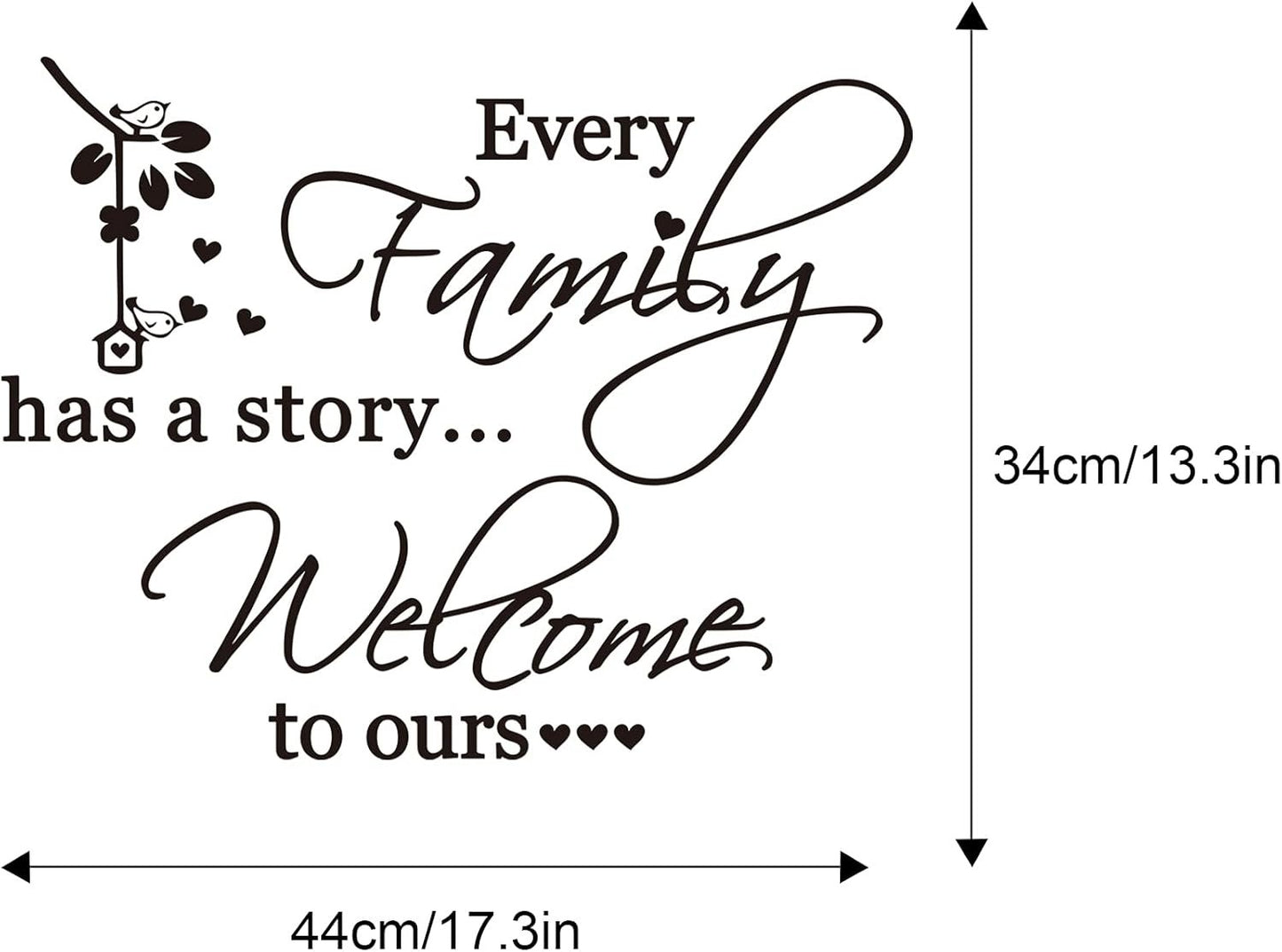 Family Wall Decor, Every Family Has a Story Welcome to Ours Quote Wall Stickers Home Decor Wallpaper, Removable Vinyl Wall Decal Art Mural for Living Room Bedroom