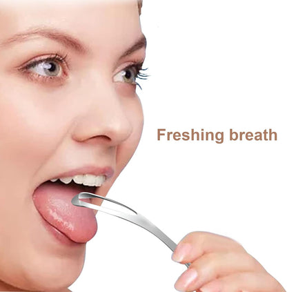 Tongue Scraper, Oral Care Cleaning Tool, Stainless Steel Material, Fan Shape Tongue Scraper Cleaner, Daily Breath Solution For Adults In Bathroom, 5.5 x 1 In, Silver, 1 Pack
