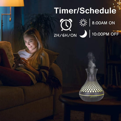 SAIHGUUI Smart WIFI Essential Oil Diffuser, 500ml Aromatherapy Diffuser Humidifier for Large Room, Works with Phone App & Alexa Google Home Voice Control, 7 LED, Create Schedules and 4 Timer, Auto Shut-Off,Dark wood