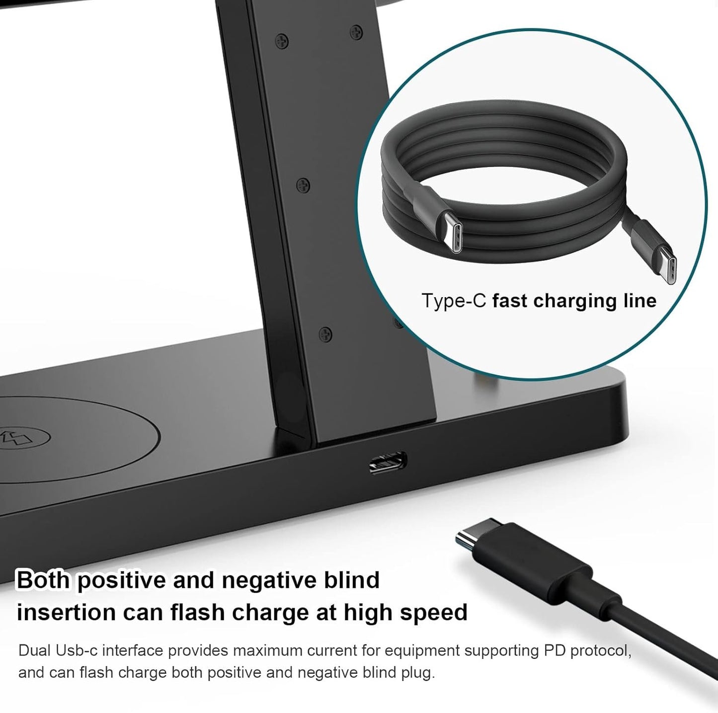 4 in 1 Wireless Charger Stand Magnetic Wireless Charging Station Compatible with Apple Watch Series 10/9/8/7/6/5/4/3/SE/Ultra, AirPods, iPhone 16/15/14/13/12/Pro/Pro Max/Mini (No AC Adapter)