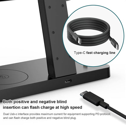 4 in 1 Wireless Charger Stand Magnetic Wireless Charging Station Compatible with Apple Watch Series 10/9/8/7/6/5/4/3/SE/Ultra, AirPods, iPhone 16/15/14/13/12/Pro/Pro Max/Mini (No AC Adapter)