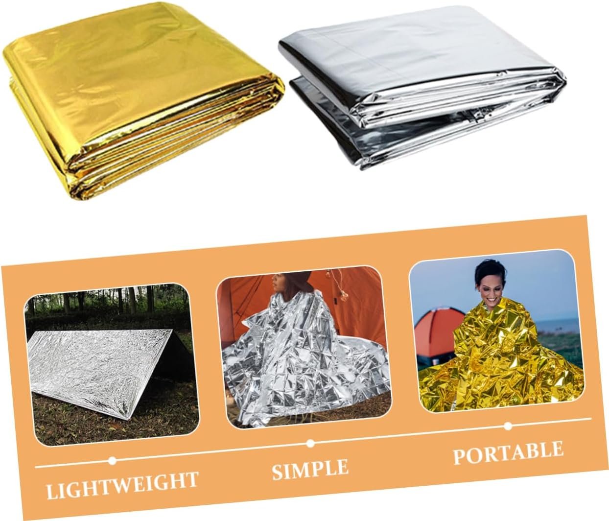 TOBBOMEY 2pcs Insulation Blanket Blankets Survival Survival Tarp Disaster Kit Emergency Poncho Emergency Tent Hurricane Supply List Body Warmers for Cold Weather Camping Gear Comfy Coating