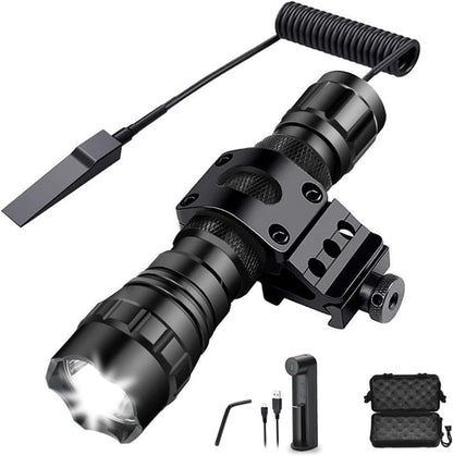 Tactical Flashlight LED 1200 Lumen Flash Light with Picatinny Rail Mount Charging Port Handheld Tactical Flashlights for Outdoor Hunting Shooting Camping