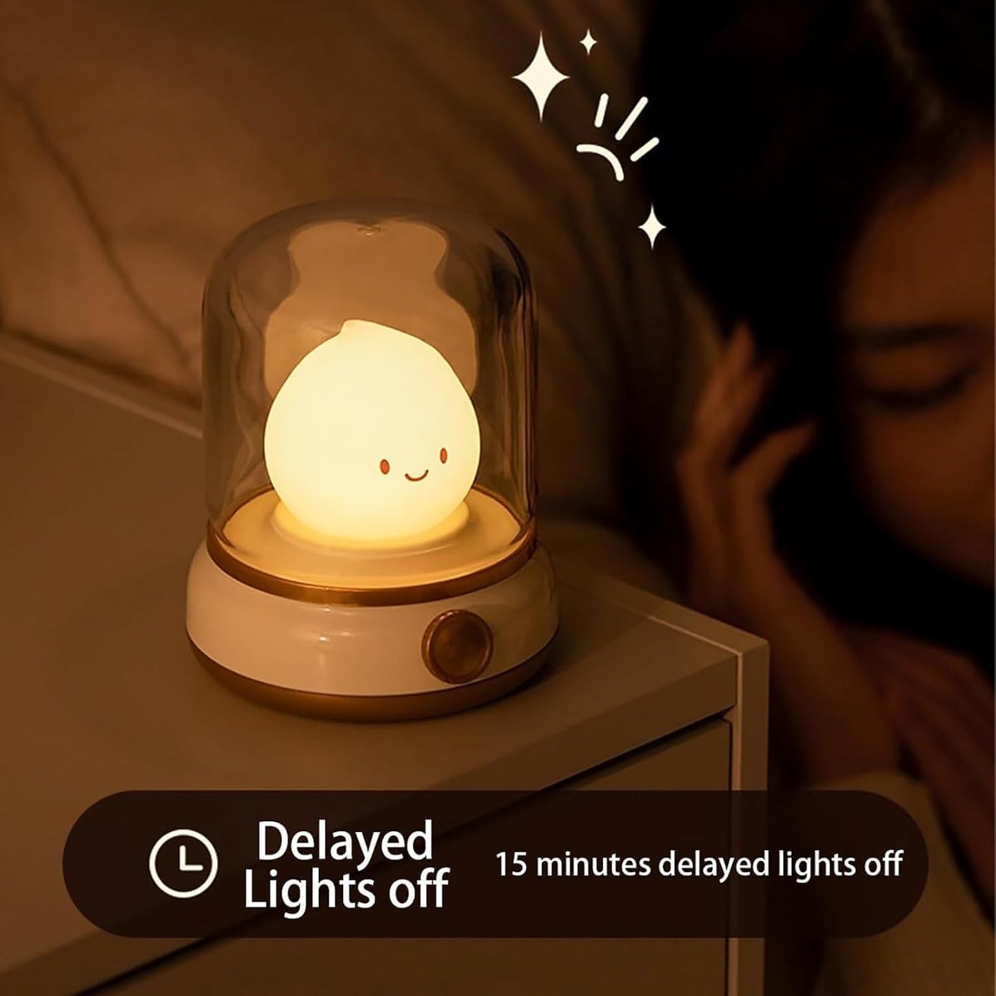 Cute Chibi Flame Lamp, Cozy Lights Mimics Flickering Flame, Rechargeable Mimics Flickering Flame Effect Light, Silicone Kerosene Ambience Light, 2 Modes Dimming Effect Ambience Light (White)