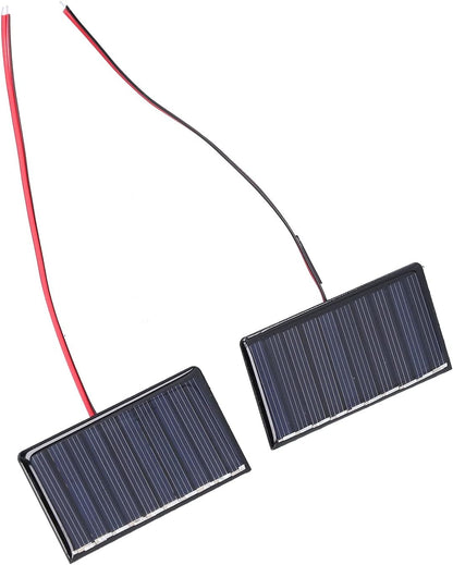 2 Pcs Small Solar Panels, 5V 0.3W 60MA 68x36mm, Micro Mini Polycrystalline Cells for Light, Phone Charger, Flashlight