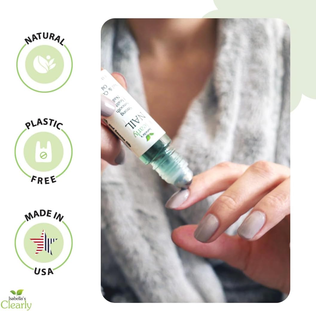 Isabella's Clearly NAIL and Cuticle Oil for Strong Nails and Soft Cuticles | Strengthening Roll On Nail Oil with Tea Tree, Jojoba and Blue Tansy to Repair and Nourish | Natural Essential Oil Blend