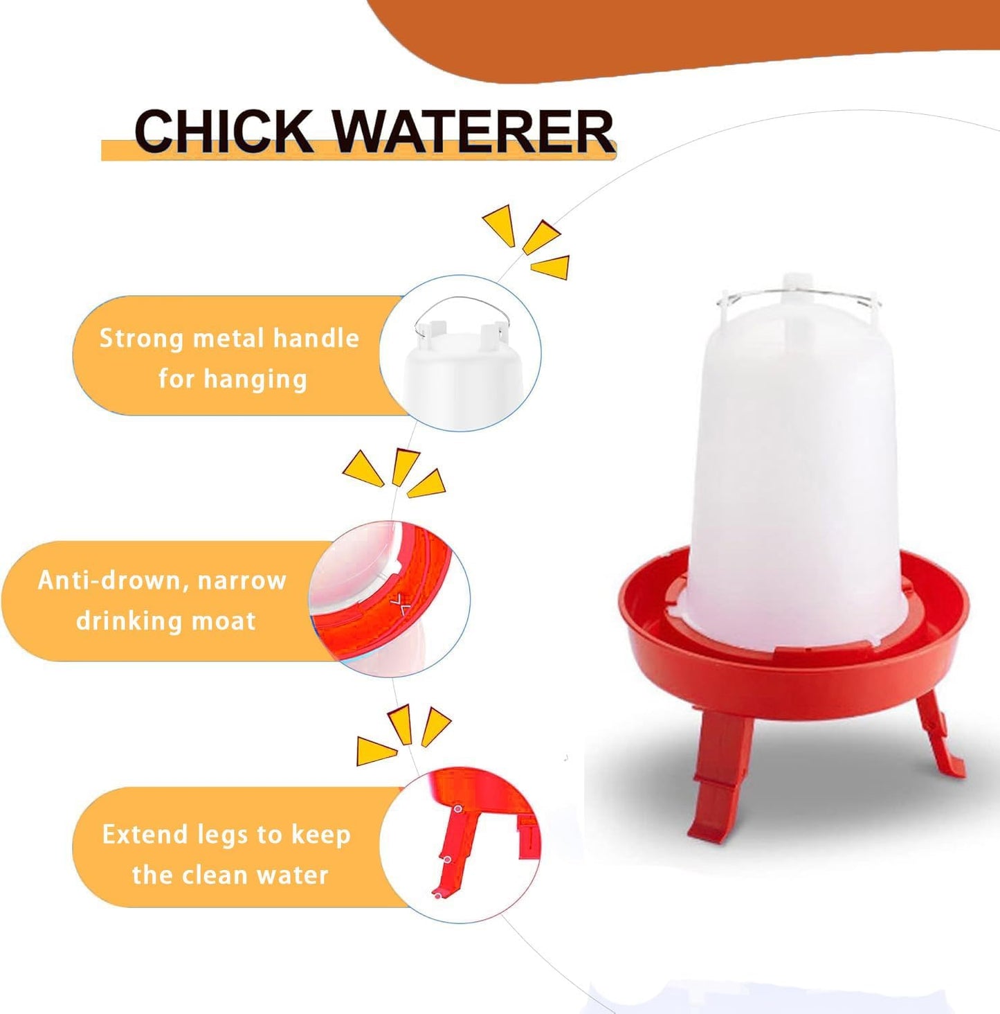 1L Chick Feeder, 1.5L Chicken Waterer - No Leakage Chick Feeder and Waterer Kit, Hanging Baby Chick Waterer, Durable Chicken Water Feeder, Chicken Feeder and Waterer Set, Poultry Waterer