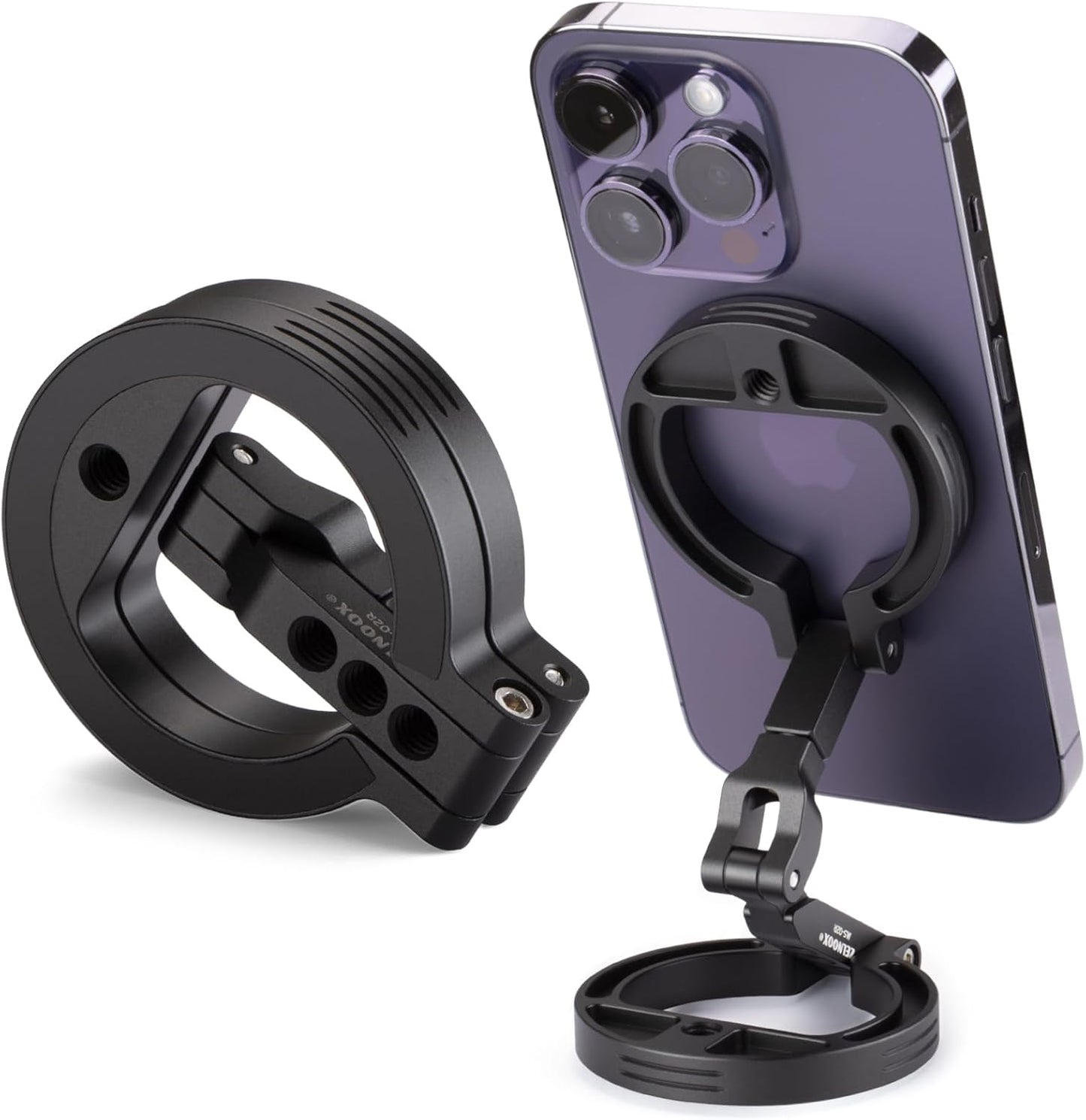 Double Magnetic Ring Phone Holder – Attach to Any Iron Surface | 1/4" Screw Hole | Compatible with iPhone 16/15/14/13/12 Pro Max Series & Magnetic Cases (MS-02R)