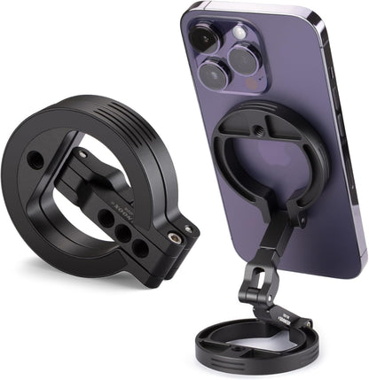 Double Magnetic Ring Phone Holder – Attach to Any Iron Surface | 1/4" Screw Hole | Compatible with iPhone 16/15/14/13/12 Pro Max Series & Magnetic Cases (MS-02R)