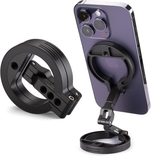 Double Magnetic Ring Phone Holder – Attach to Any Iron Surface | 1/4" Screw Hole | Compatible with iPhone 16/15/14/13/12 Pro Max Series & Magnetic Cases (MS-02R)