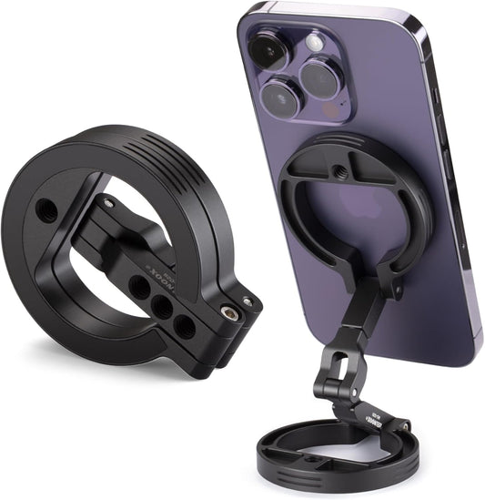 Double Magnetic Ring Phone Holder – Attach to Any Iron Surface | 1/4" Screw Hole | Compatible with iPhone 16/15/14/13/12 Pro Max Series & Magnetic Cases (MS-02R)