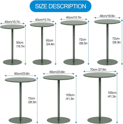 TWHZSAI Round Bar Table, Counter Bistro Pub Tables with Metal Iron Tabletop And Stable Base,Circular Cocktail Table for Home/Office/Dining Room/Kitchen, Green(Size:60x60x72cm)