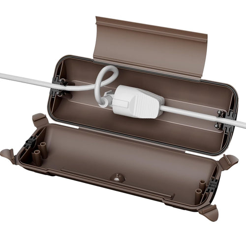 RESTMO Outdoor IP44 Waterproof Connection Box (29 x 11 x 7.5 cm), Weatherproof Electrical Extension Lead Cover, Safety Seal Enclosure to Protect LED Strip Light, Power Tool, Fountain, Brown