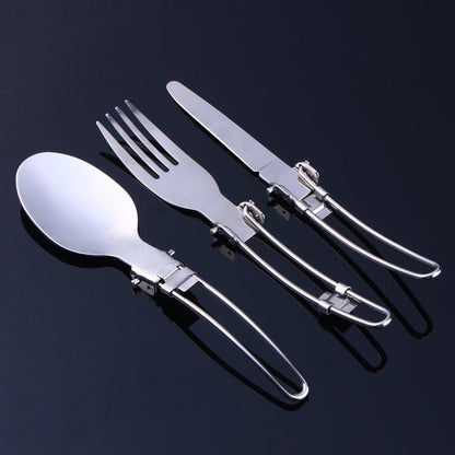Camping Utensils, Stainless Steel Portable Camping Picnic Folding Cutlery Set with Bag for Outdoor Camping Backpacking Travel Lunch