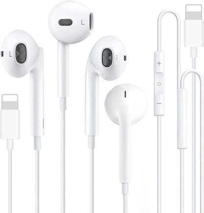 2 Pack Wired Earbuds Headphones for iPhone, Hi-Res Extra Bass Earphones, HiFi-Audio Stereo Noise Isolating with Mic+Volume Control Compatible with iPhone 14 Pro Max/13/12 Mini/11/X/XS Max/XR/8/7/ Plus