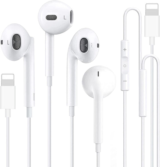 2 Pack Wired Earbuds Headphones for iPhone, Hi-Res Extra Bass Earphones, HiFi-Audio Stereo Noise Isolating with Mic+Volume Control Compatible with iPhone 14 Pro Max/13/12 Mini/11/X/XS Max/XR/8/7/ Plus