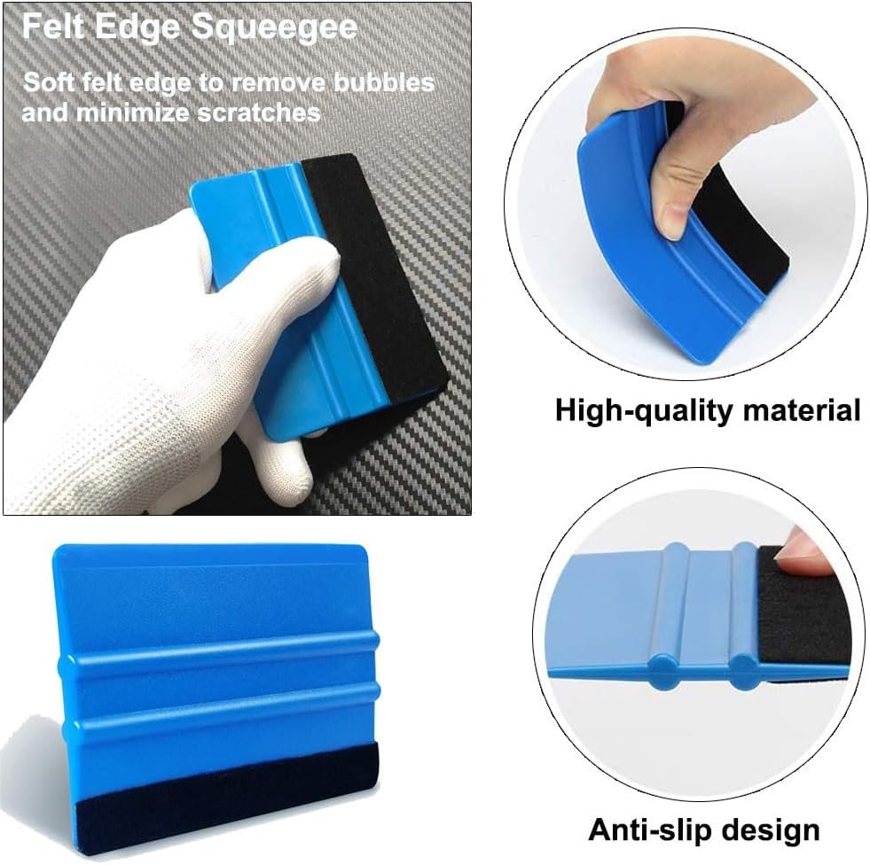 Reelau 20 Pieces Vehicle Vinyl Wrap Tool Kit Car Wrap Kit,Utility Knife Wrap Tools Vinyl Wrap Window Tint Film Tool Include Felt Squeegee, Safety Cutter for Car Wrapping
