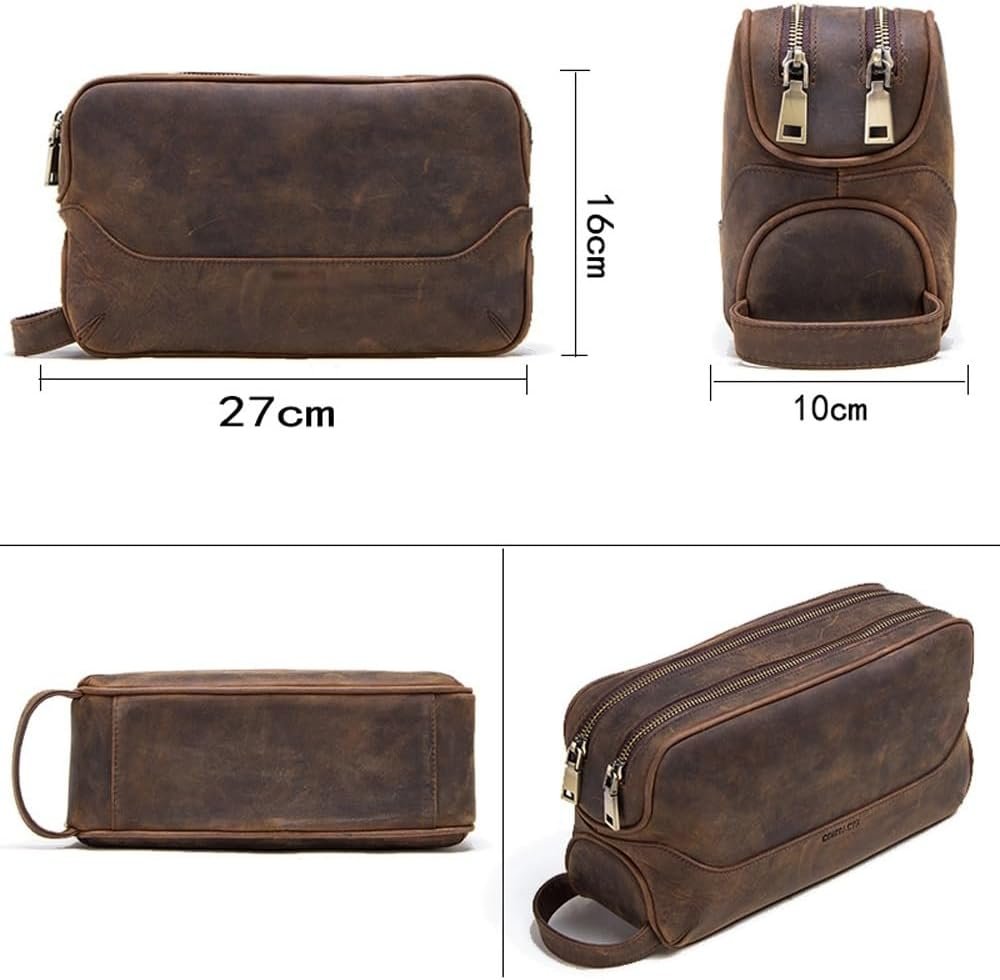 Toiletry Bag, Toiletry Bag for Men, Leather Shaving Bag for Men, Leather Dopp Kit for Men, Mens Travel Toiletry Bag, Hygiene & Grooming Kit Organizer(Black)