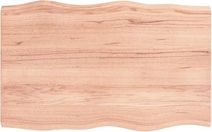 Light Brown Oak Wood Tabletop, 80 x 50 x 4 cm, Solid Treated Surface, Live Edge Design, Replacement for Kitchen Coffee Table, Dining Table, Desktop Top, Durable and Stylish