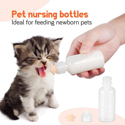 VANZACK 5pcs Pet Nursing Bottles Kit - 60ml Kitten Puppy Feeding Bottles, Small Animal Milk Feeder for Feeding Young Cats, Puppies and Small Animals