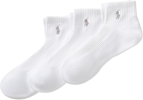 POLO RALPH LAUREN Men's Tech Athletic Ankle Socks-3 Pair Pack-Classic Sport Half Cushion & Engineered Arch Support