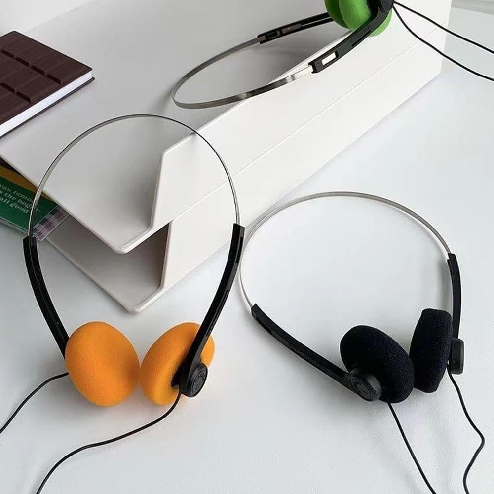 1Pc Orange Retro Over-Ear Headphone，Vintage Feelings Underwire Headphone,Retro Lightweight Earphones,Hi-Fi Stereo Earphone Headset,for Most Mobile Phones Playback Pevices Earbuds