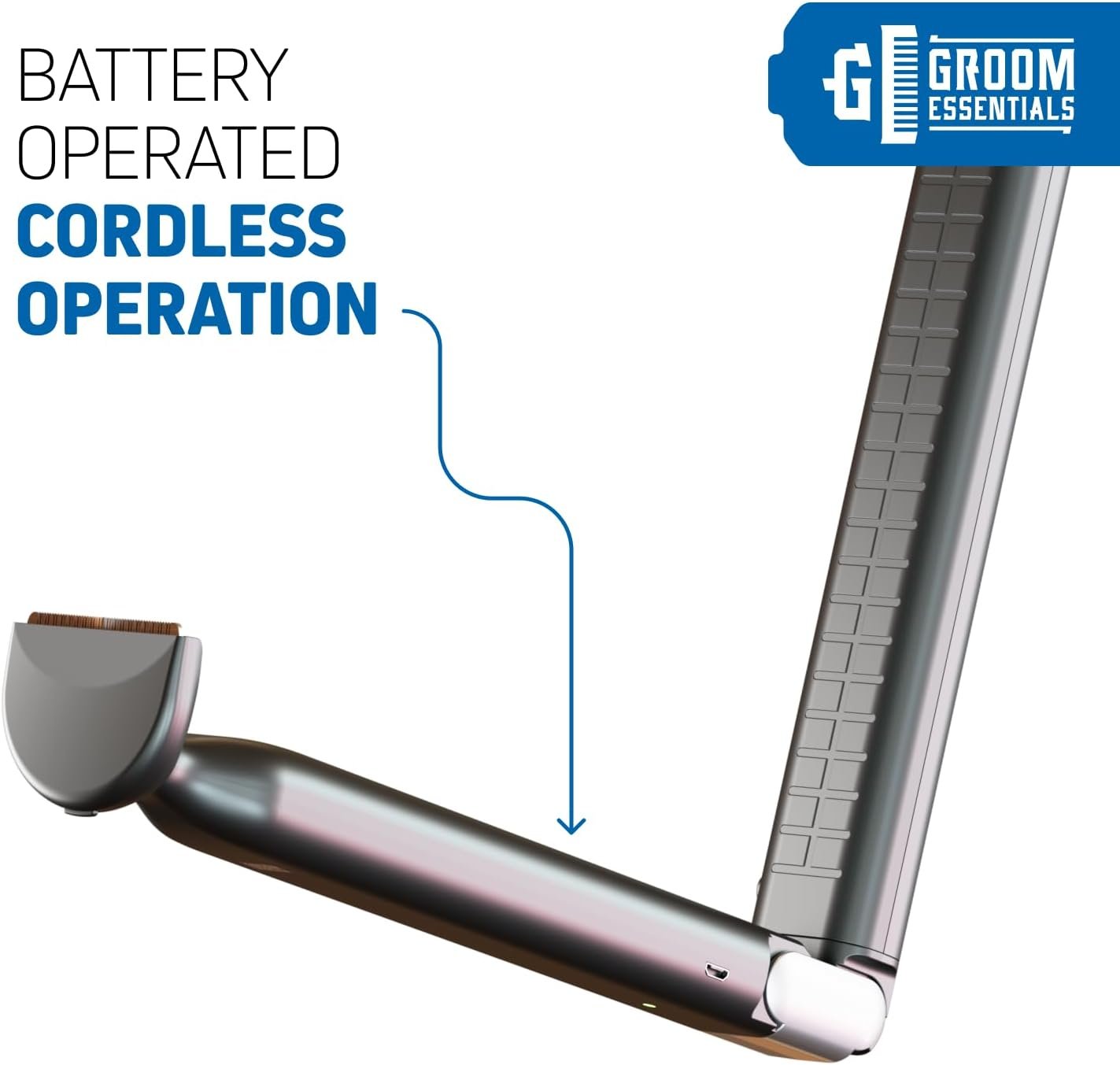 Groom Essentials Electric Back Shaver for Men | 150° Extension, Extendable Handle, Multi-Functional Shaver for Back | Travel-Friendly, Foldable Design (Rechargeable, Extended)