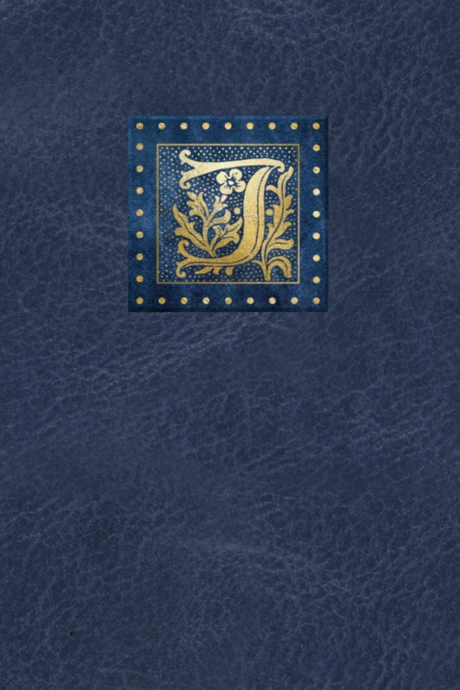 Daily Journal: Monogram Initial J on Blue Leather Look Background - Old English Gold Gilded Look Letter For Men or Women. 6 x 9 Planner, Notebook, Diary 150 pages of Personal Writing Space