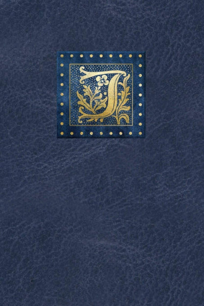 Daily Journal: Monogram Initial J on Blue Leather Look Background - Old English Gold Gilded Look Letter For Men or Women. 6 x 9 Planner, Notebook, Diary 150 pages of Personal Writing Space